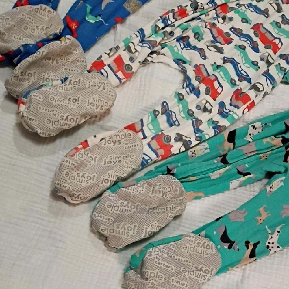 🚗Boys 24 Months Lightweight Pajama Bundle Of 3 + One Stained Bonus PJ - Picture 5 of 11